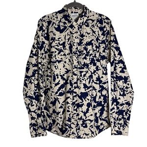Norse Projects Anton Broken Leaf Shirt Blue Cream Button Up — Size Large